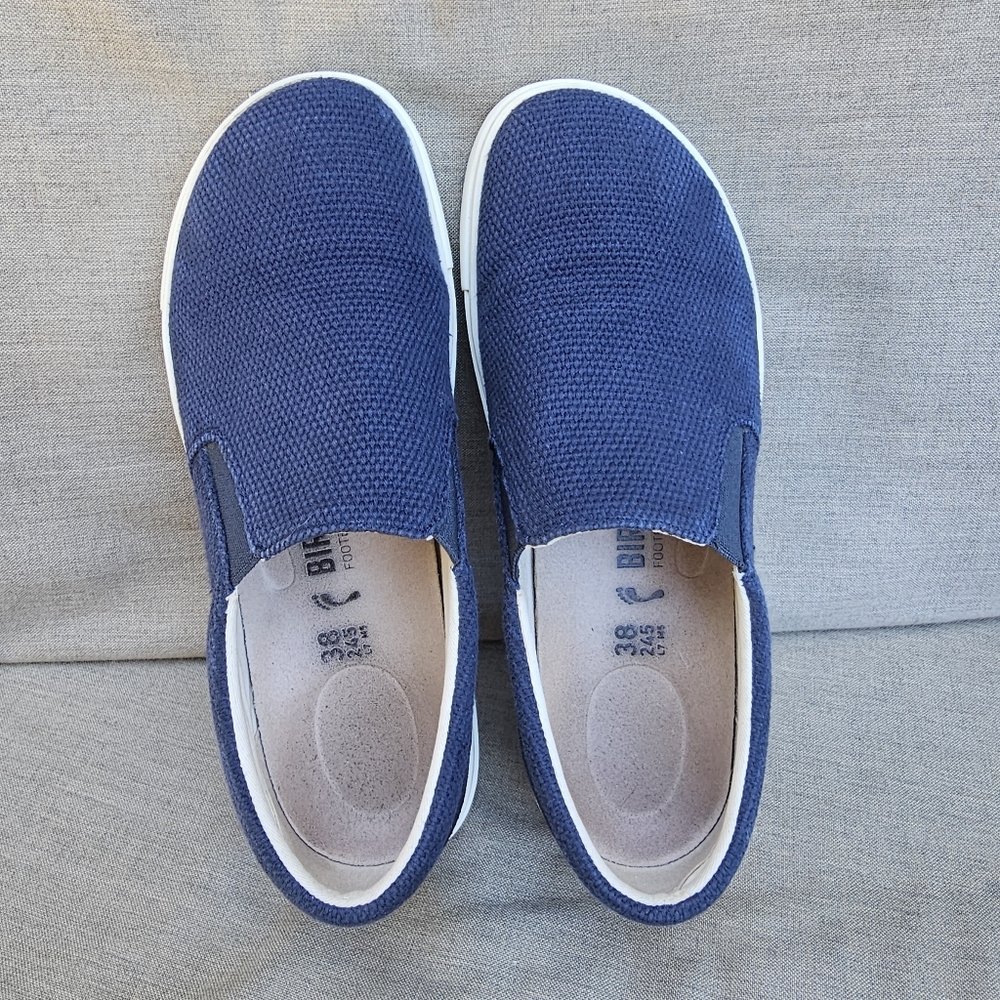 Birkenstock Oswego Blue and White Slip-On Shoes
